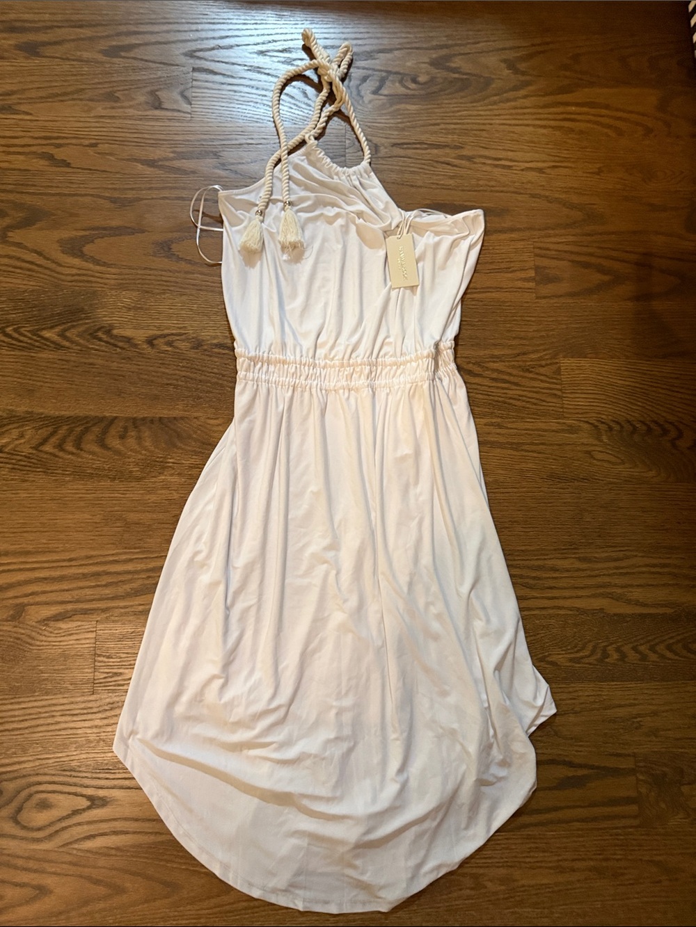 Ramy Brook Cream Halter Rope-Tie Dress